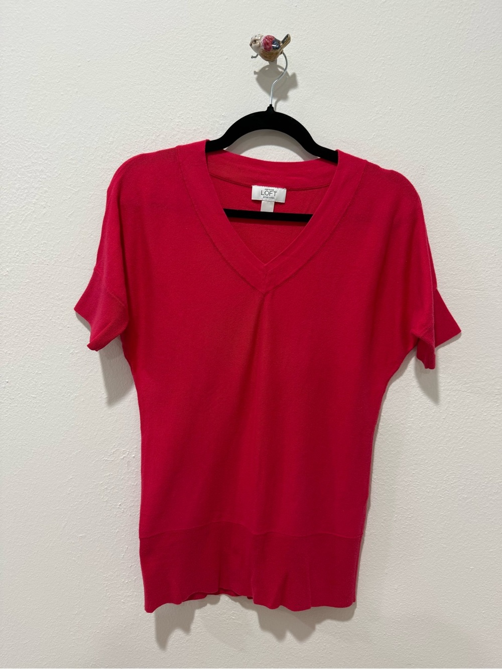 LOFT Women’s V-Neck Short Sleeve Sweater - Pink